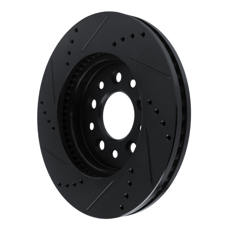 Ford Freestar Brake Rotor (1) - Front Right - R1 Concepts - Drilled & Slotted - Black - `04-`07